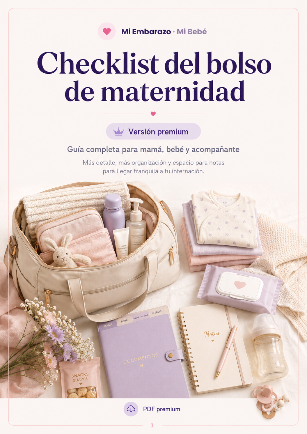 Mockup de portada de Checklist del bolso de maternidad