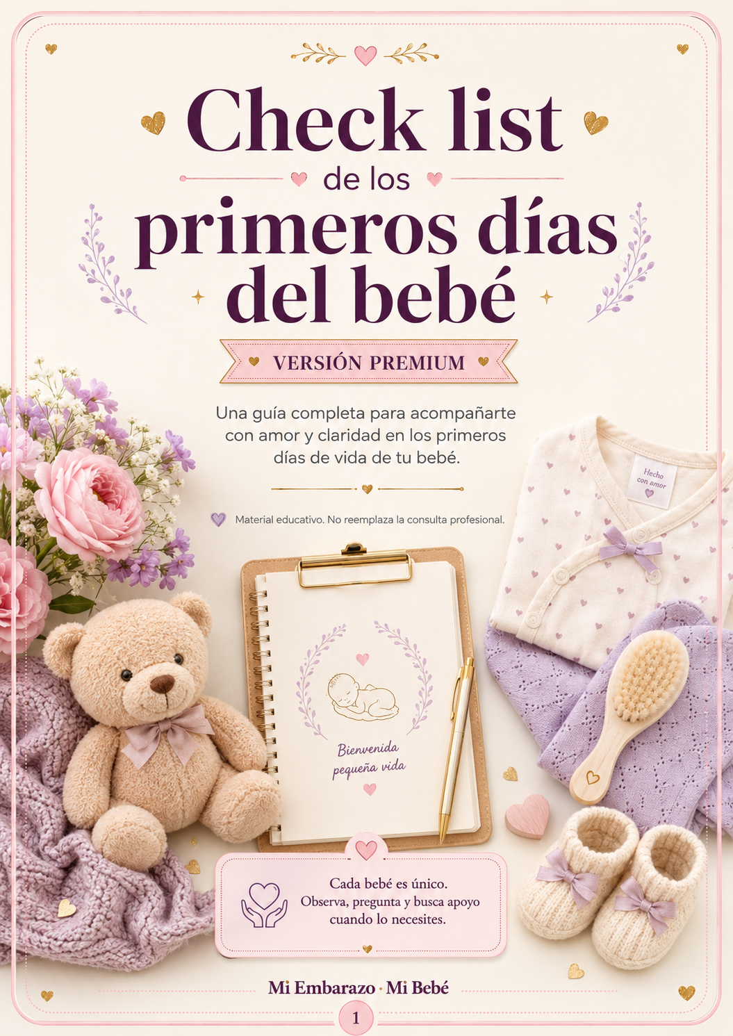 Mockup de portada de Checklist de los primeros días del bebé