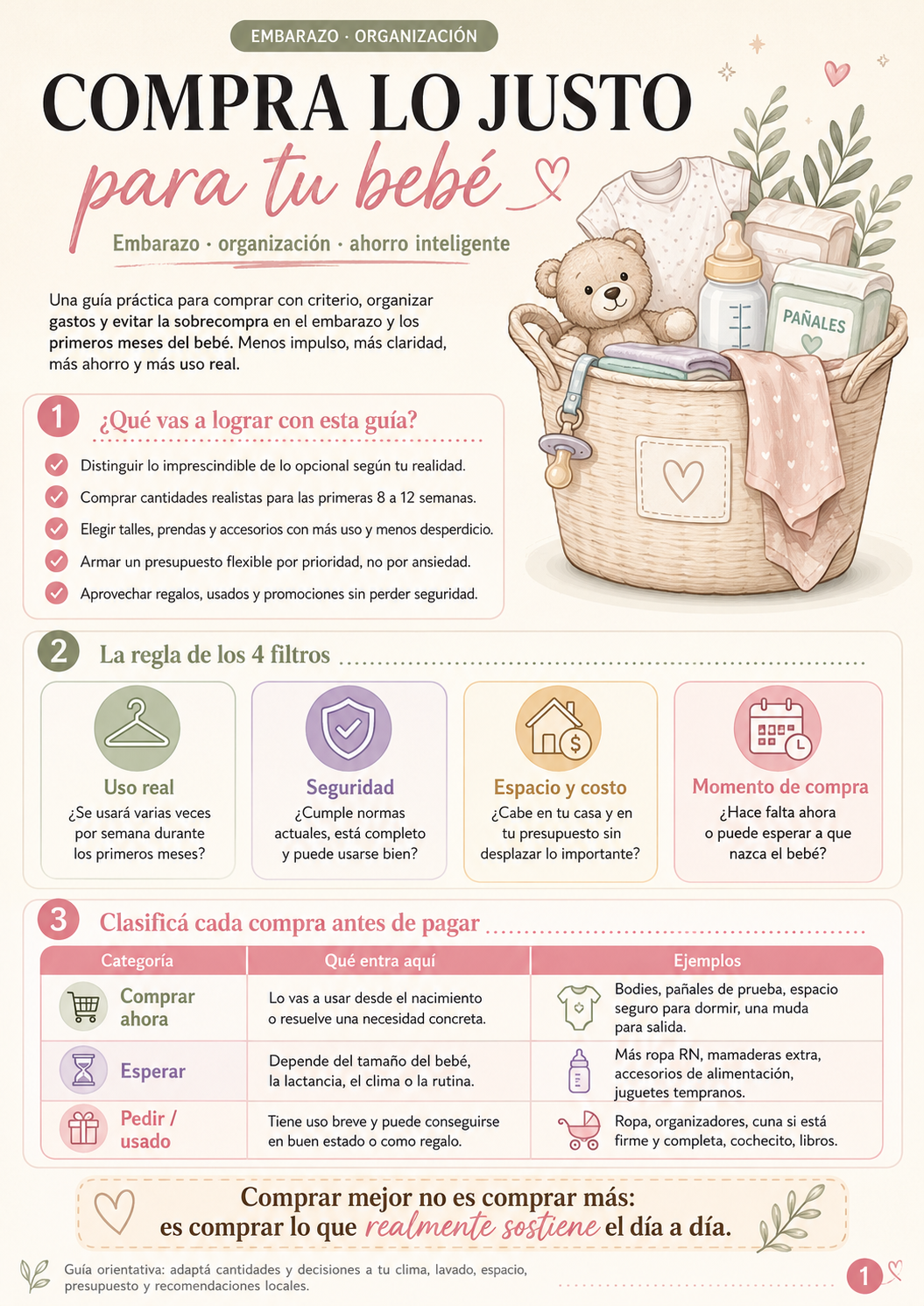 Portada ilustrada de Compra lo justo para tu bebé, una guía de organización y ahorro inteligente